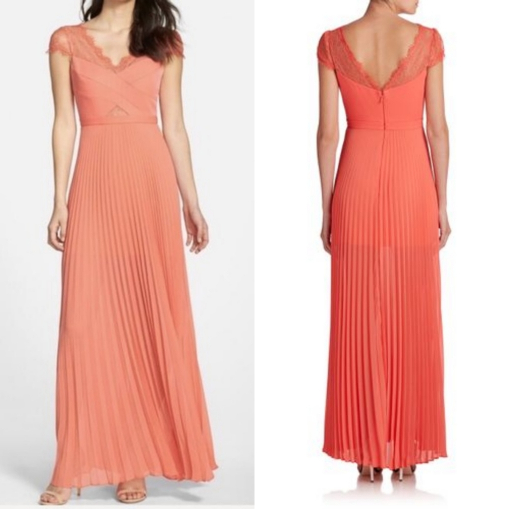 BCBGMAXAZRIA MADALENA PLEATED MAXI DRESS